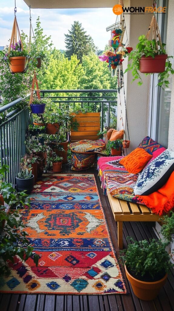 Boho-Teppich für Balkon außen