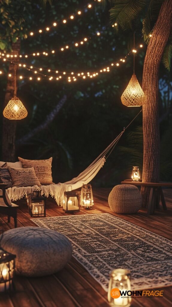 Boho-Beleuchtung auf der Terrass