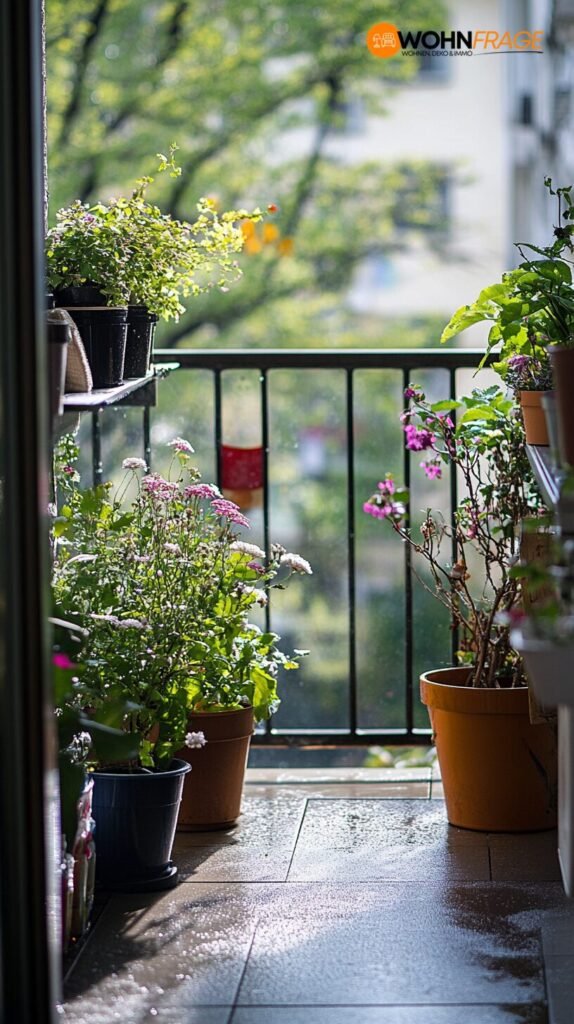 Frühjahrsputz auf dem Balkon für den Frühling