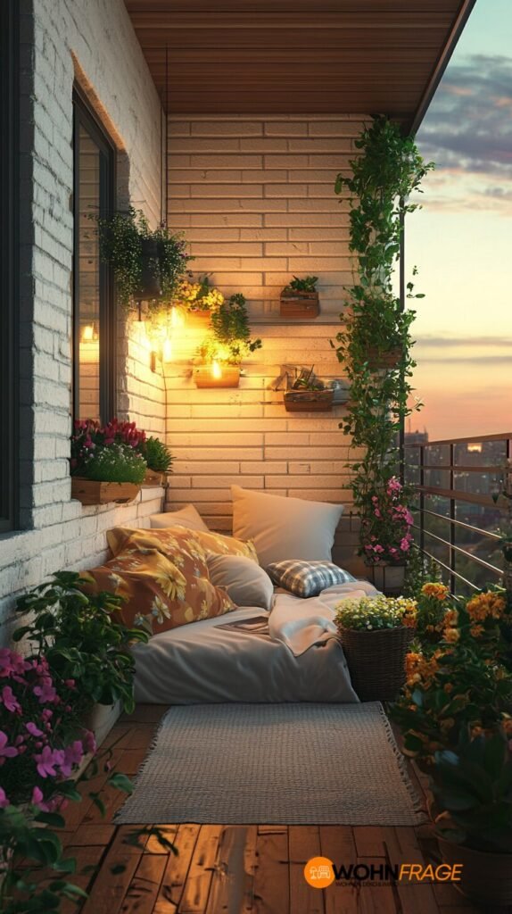 Gemütlicher Balkon mit Frühlingsstimmung