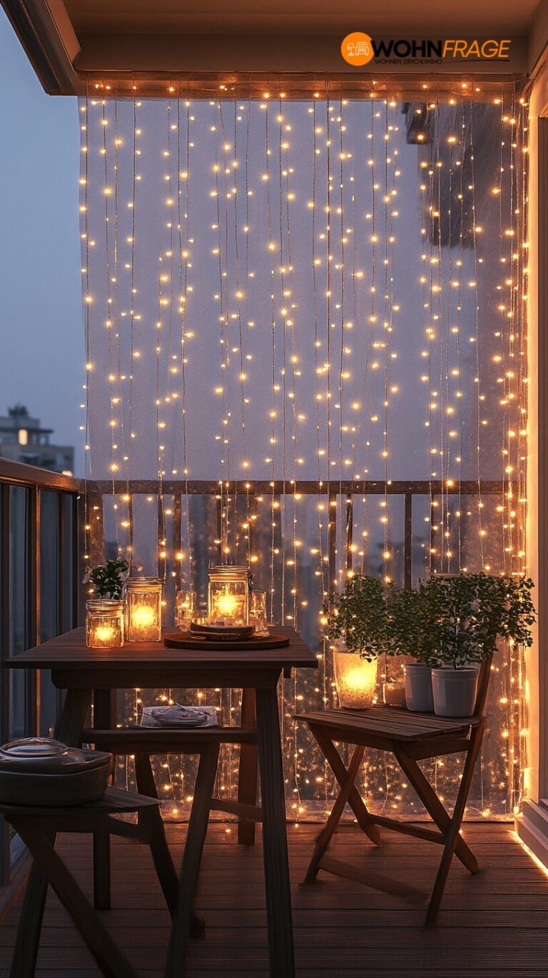 13 Balkon gemütlich dekorieren mit Lichterkette – wohnfrage.de