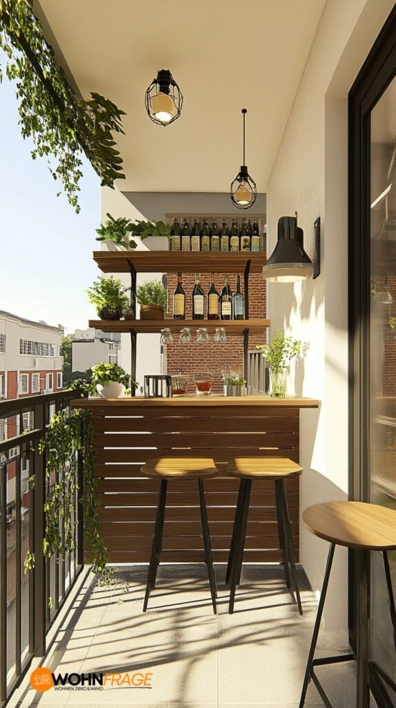 Kompakte Sitzmöbel auf kleinem Balkon