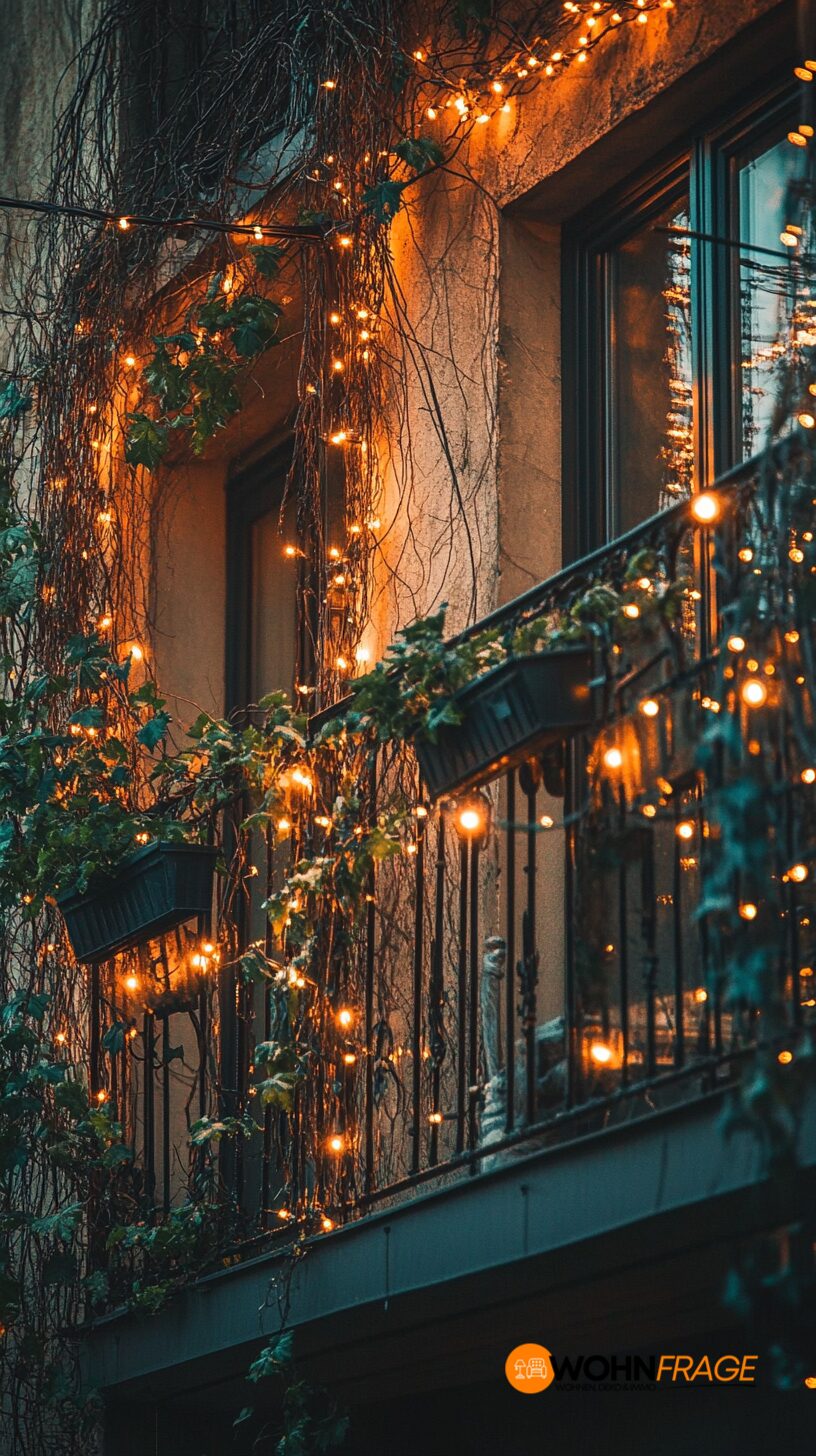 13 Balkon gemütlich dekorieren mit Lichterkette – wohnfrage.de