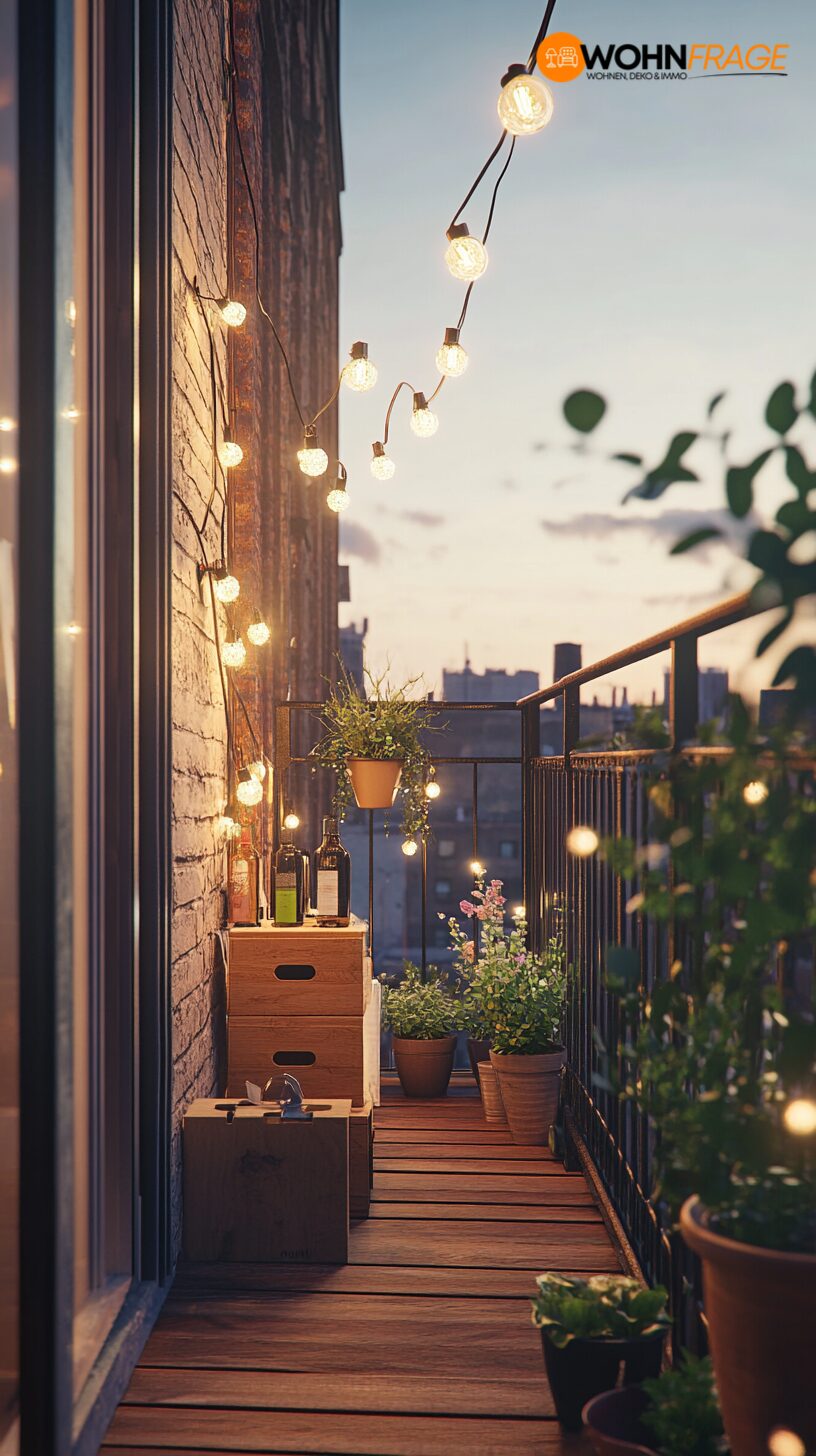 13 Balkon gemütlich dekorieren mit Lichterkette – wohnfrage.de