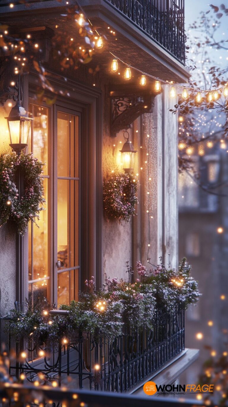 13 Balkon gemütlich dekorieren mit Lichterkette – wohnfrage.de