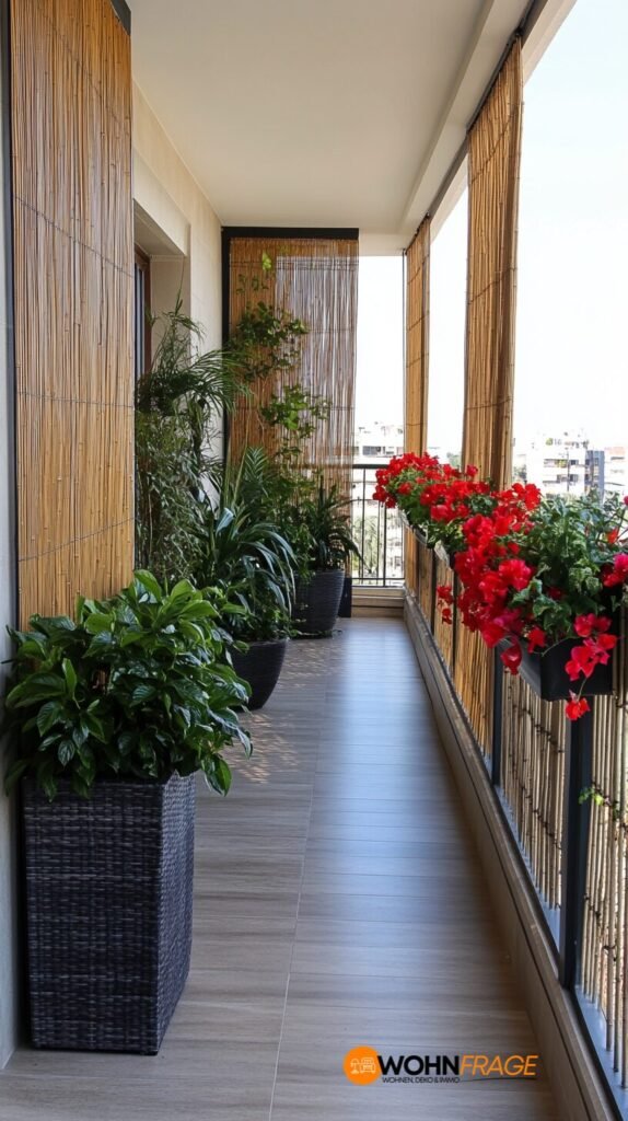 Sichtschutz für schmalen langen Balkon