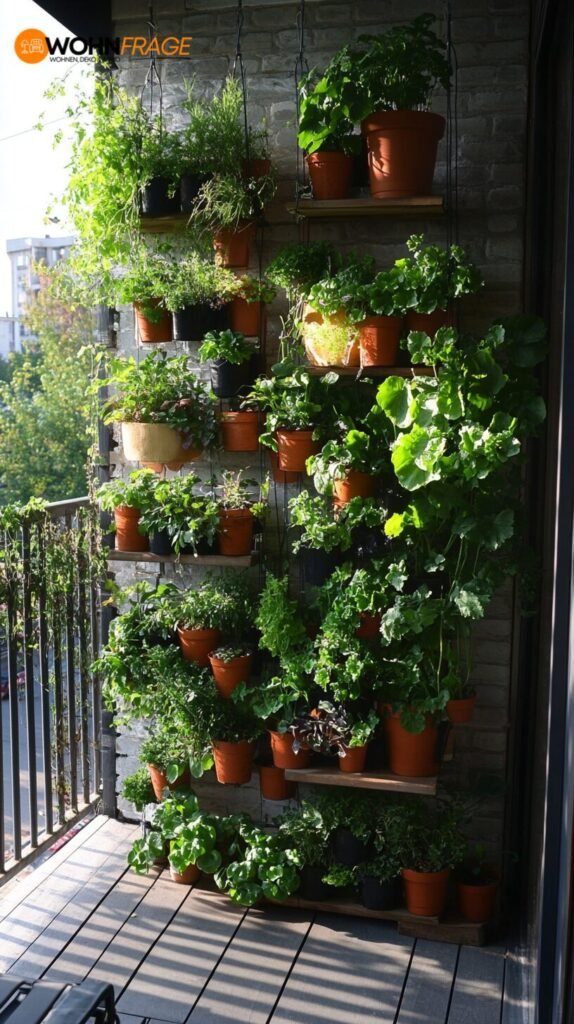 Vertikaler Garten auf dem Balkon