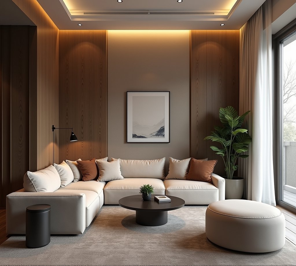 Elegantes modernes Wohnzimmer mit luxuriöser Einrichtung