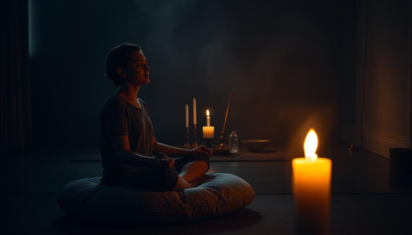 Meditation mit Kerzenlicht